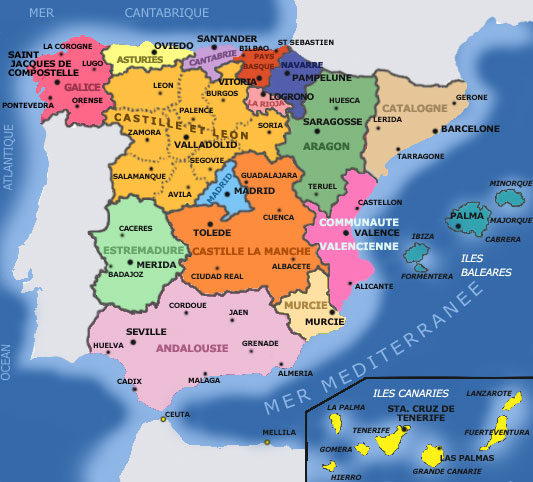 Carte Politique De L'Espagne Avec Des Noms Illustration de ...