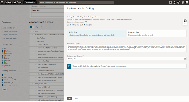 Customizing risk assessment in Oracle Data Safe