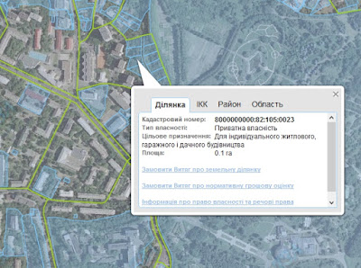 інформація про земельну ділянку в кадастровій карті