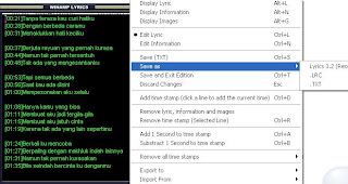 simpan teks lirik lagu MP3 ke file lyric TXT atau LRC