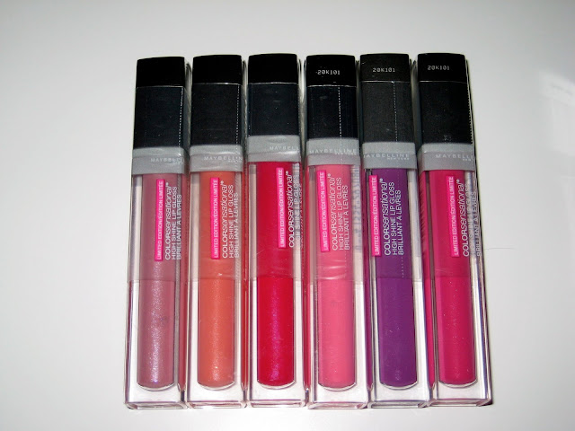 maybelline, maybelline limited edition, maybelline spring, maybelline spring 2013, maybelline lip gloss, maybelline limited edition spring, maybelline color sensational high shine lip gloss, knockout pearl, fiercly fuschia, striking peach, punch of pink, mirrored plum, riveting rose