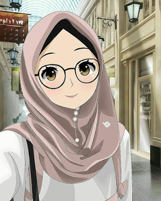 Gambar Kartun Muslimah Bercadar dan Berkacamata