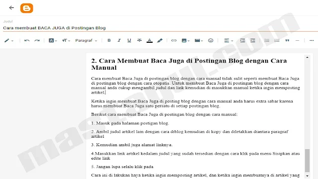 Cara membuat BACA JUGA di Postingan Blog