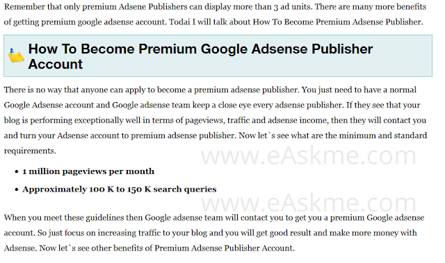 How To Become Premium Adsense Publisher : eAskme