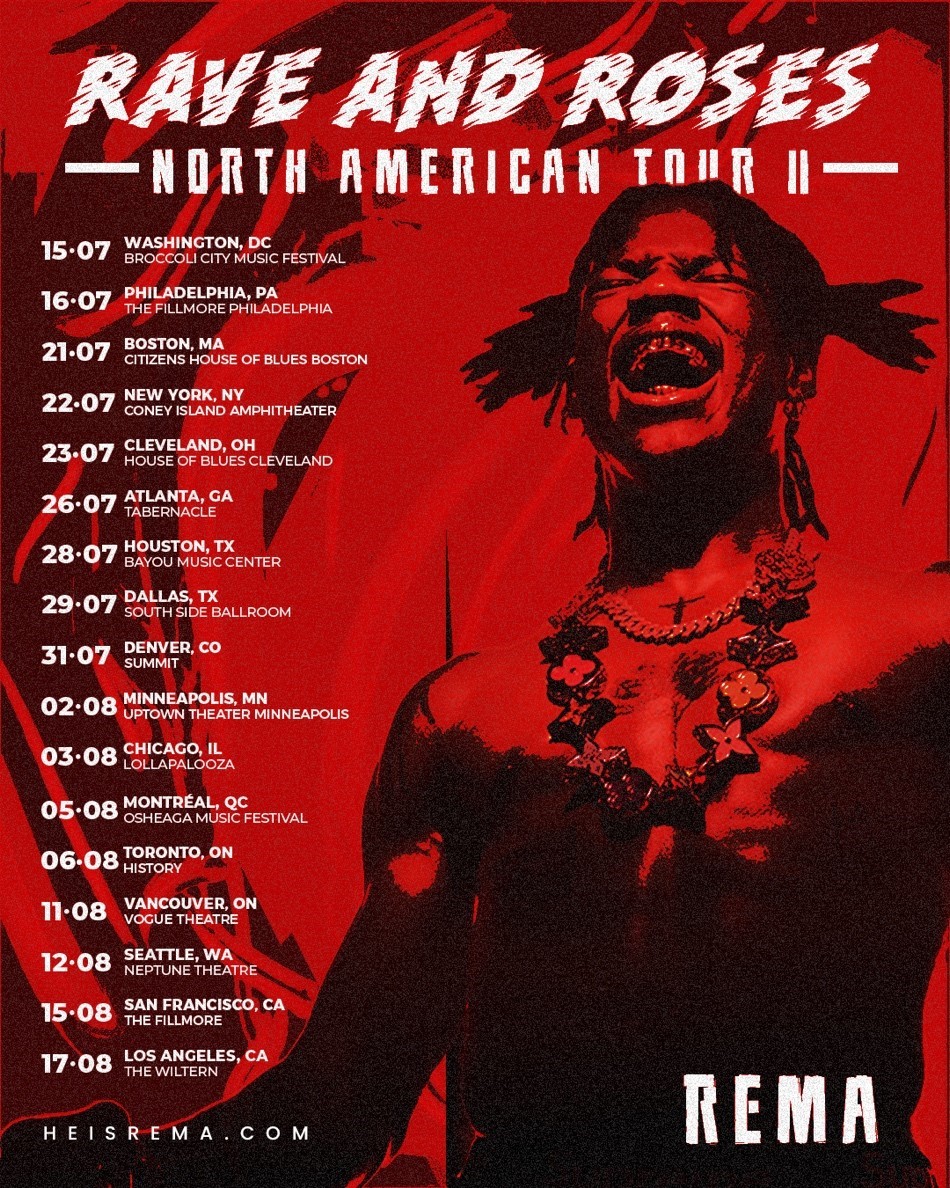 Rema Announces North America Tour Dates With Support From Victony