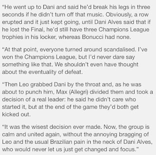 Dani ALves statement on his alleged fight with Bonucci at Juventus