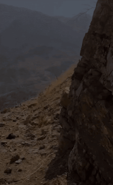 The scenery viewed from a mountain in Uraman Takht