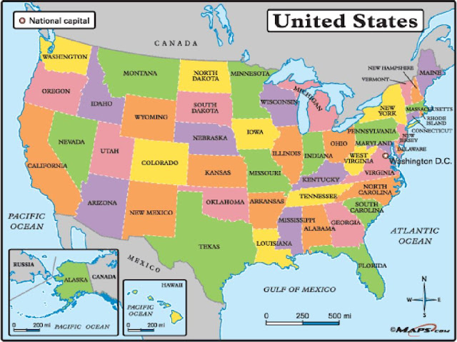 Map Of United States With Labels 