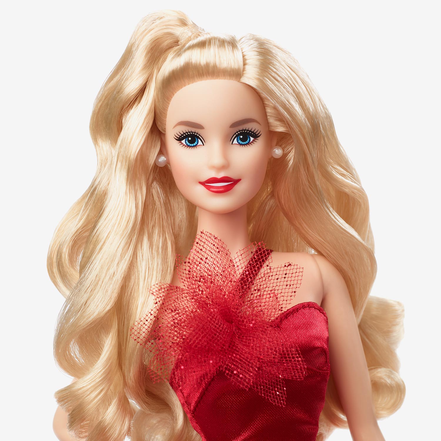 New Blonde Holiday Barbie 2022 Barbie Lights Up Christmas 2022 In A Traditional Poinsettia