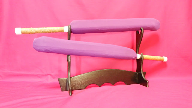 Тренировочный короткий плоский меч чанбара в бордовом чехле для обучения кендзюцу