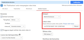 setting lokasi video youtube