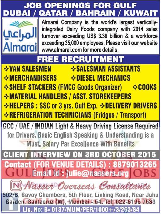  Free Recruitment for Dubai, Qatar, Bahrain & Kuwait job vacancies