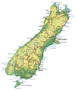 Political Map of South Island New Zealand (political map of south island)