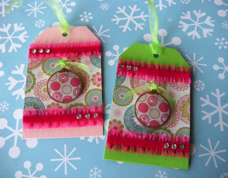 Large Hot Pink and Lime Green Handmade Christmas Gift Tags