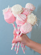 When I saw these gorgeous pink and white Marshmallow Pops on mommygaga's . (pink marshmallows bouquet)