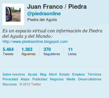 Piedra on Line en Twitter