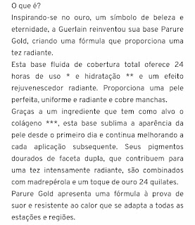 Base parure gold resenha, base Guerlain