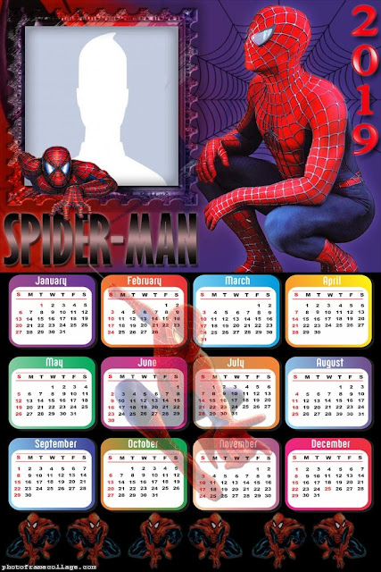 Calendario 2019 del Hombre Araña para Imprimir Gratis. 