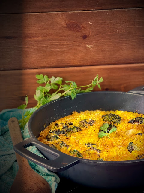 Arroz con coliflor o brócoli y bacalao