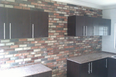 interior antique bricks on kitchen wall