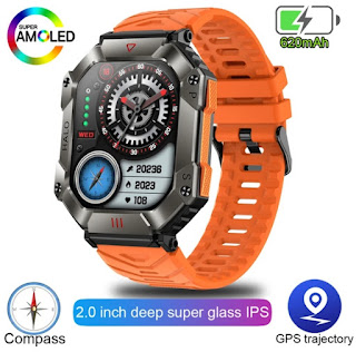 YuXiBaTi Military Outdoor Men's Smart Watch Compass GPS Track Weather AI Voice 100+Sports Modes 620mAh Smart Watch