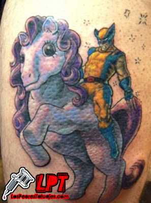 Tatuaje Wolverine montando un pony