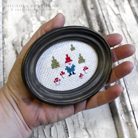 Mini Gnome Cross Stitch with Free Pattern Download - Nichola Battilana pixiehill.com