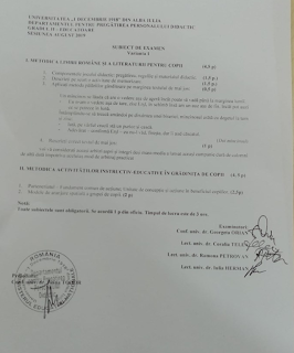 Subiecte grad didactic 2 - educatoare (Alba Iulia 2019)
