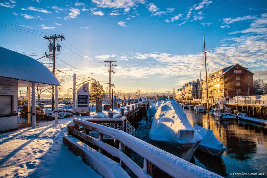 Long Wharf in Portland, Maine November 2014 snow sunrise photo by Corey Templeton