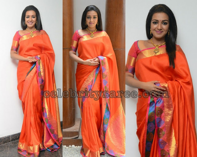 Catherine Orange Crepe Silk Saree