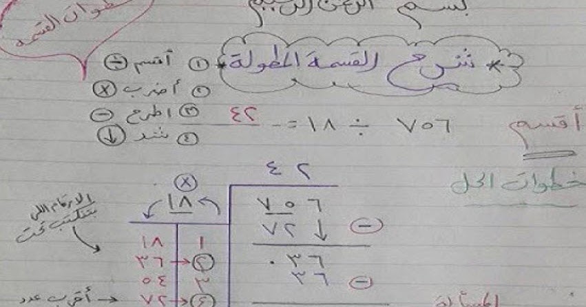 شرح القسمة المطولة الان سهل جدا والحل بالدرجة النهائية فى المسائل لكل ولى امر وام ومعلم