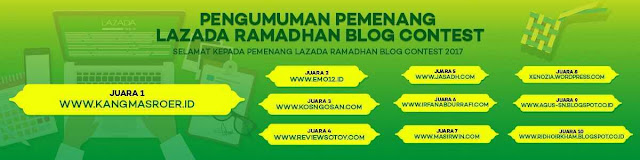 ridho irkham zamroni masuk 10 besar dalam kontes / lomba blog spesial ramadhan dari toko online shop lazada.co.id