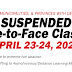 Face-to-Face Class Suspensions (April 23-24, 2024) See the list here