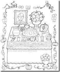 altar de muertos para colorear