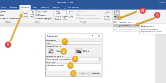 creare macro con word