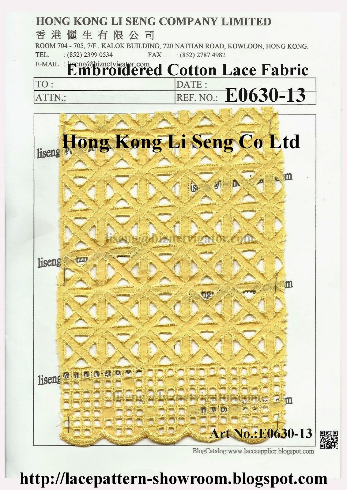 New Pattern Emb Cotton Lace Fabric Manufacturer Wholesaler Supplier - Hong Kong Li Seng Co Ltd