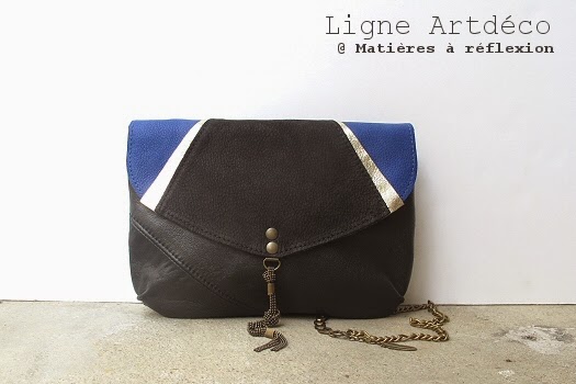 Pochette en cuir vintage bleu Matieres à réfexion