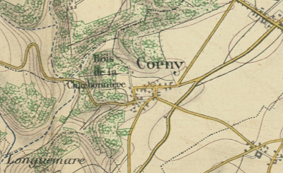 Corny eure Carte des environs de Paris dressée avec le concours du Touring-Club de France Les Andelys  1911 - détail (c) BHVP