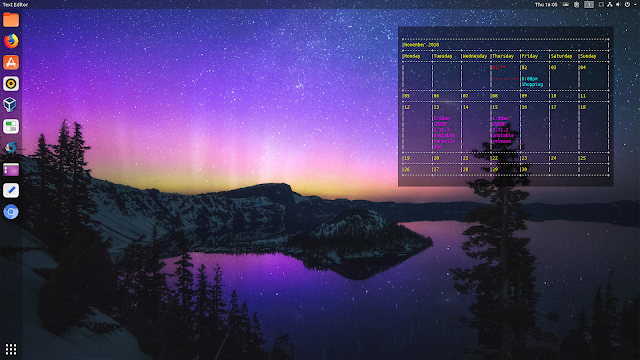 Google Calendar embedded in desktop background on Linux