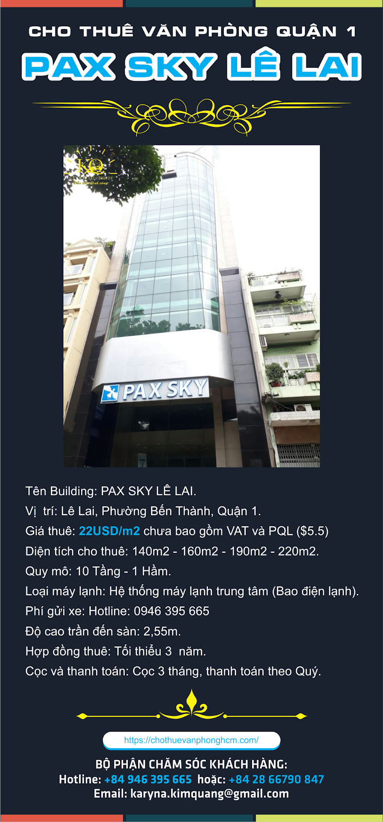 Văn phòng cho thuê quận 1 Pax Sky Lê Lai