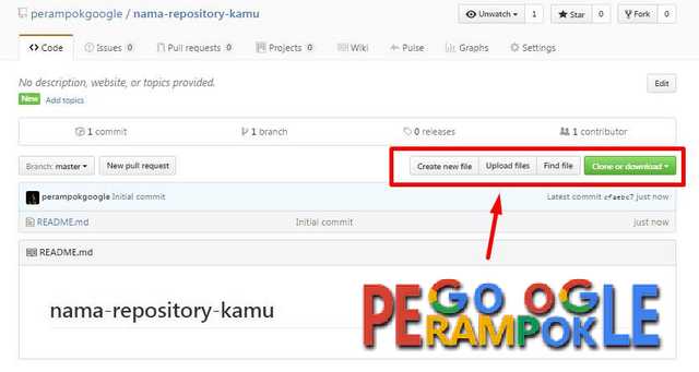 Klik upload file ke github