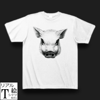 イラストTシャツ　リアルイラストTシャツ　豚のイラストＴシャツ