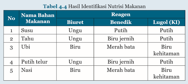 Hasil Identifikasi Nutrisi Makanan