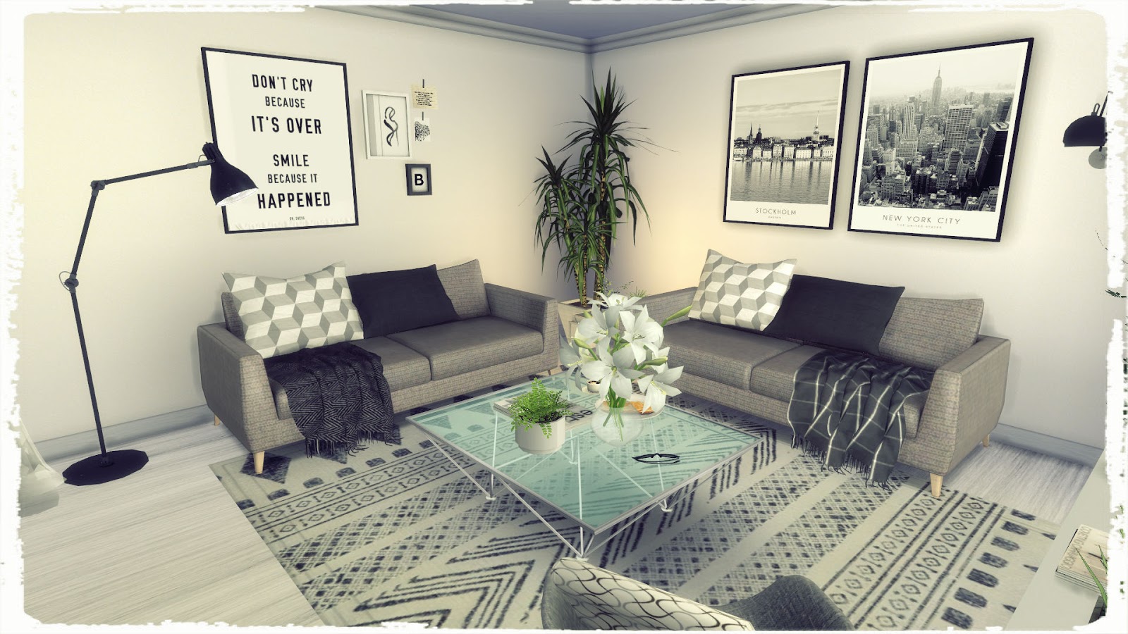  Sims  4  Grey Deco Livingroom Build Decoration for 