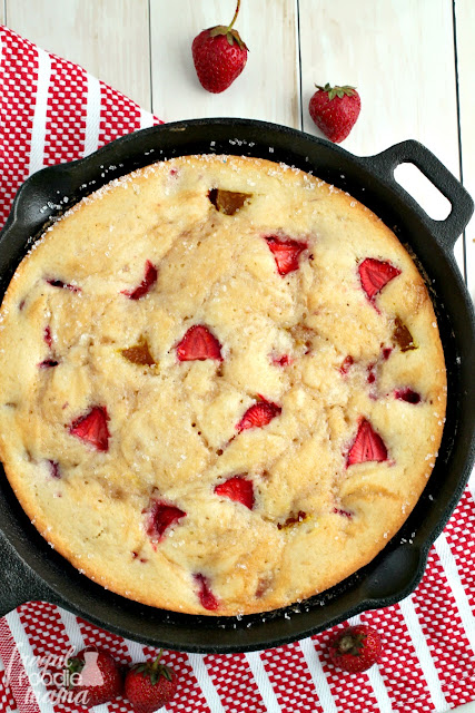 This Roasted Beet & Strawberry Buttermilk Skillet Cake combines sweet, roasted beets with locally grown strawberries in a moist & buttery buttermilk cake.