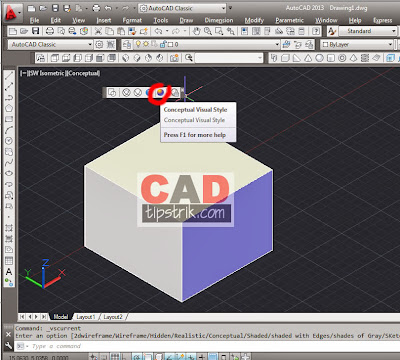 Cara Menggunakan Visual Style Pada AutoCAD