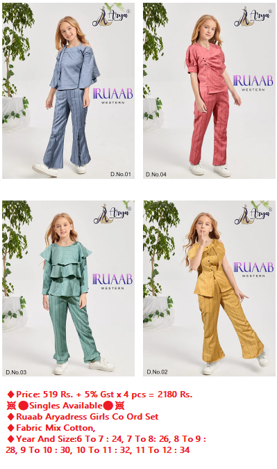 Ruaab Aryadress Girls Co Ord Set Manufacturer Wholesaler