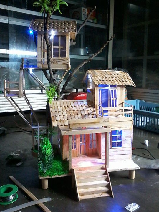 Saung Puyuh Cbr Cara membuat rumah miniatur dari stik es krim 