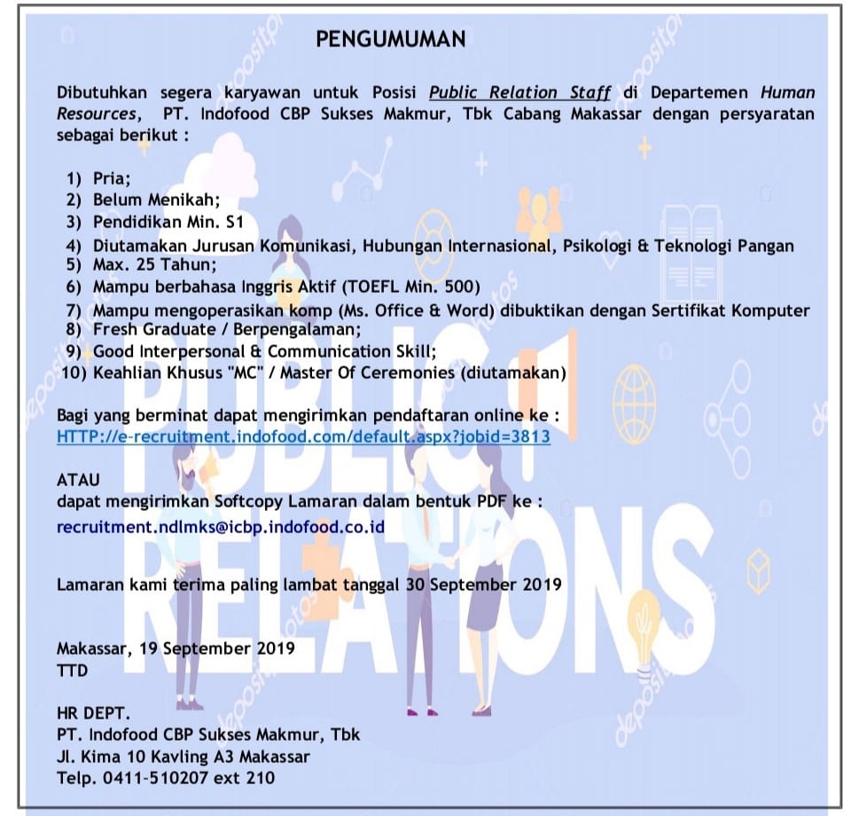 Lowongan Kerja Loker Pt Indofood Cbp Sukses Makmur Tbk Makassar 2019