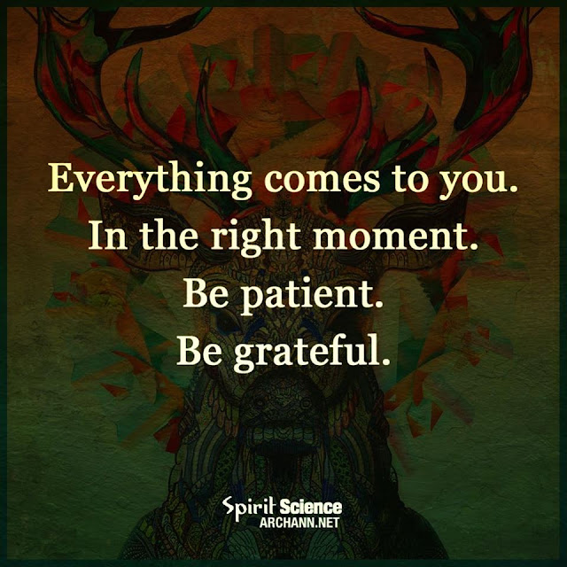 Everythings comes to you in the right moment. Be patient.. Be grateful.